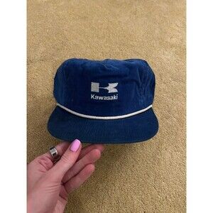 Vintage Kawasaki Blue Courduroy Adjustable Hat